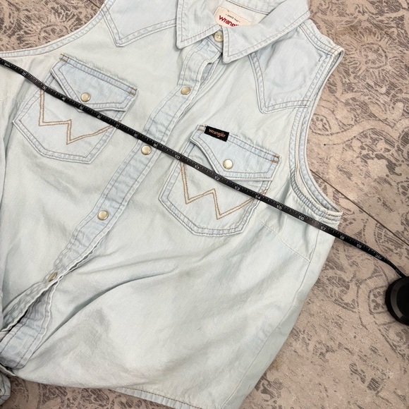 Wrangler Women’s Tie Front Sleeveless Western Shirt SZ Small - Picture 7 of 10